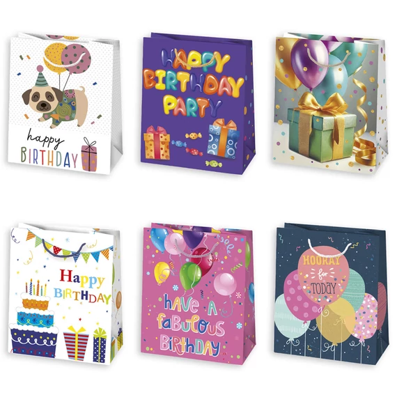 Happy Birthday Fabulous papír ajándéktasak, ajándékzacskó 19x23x10,5 cm